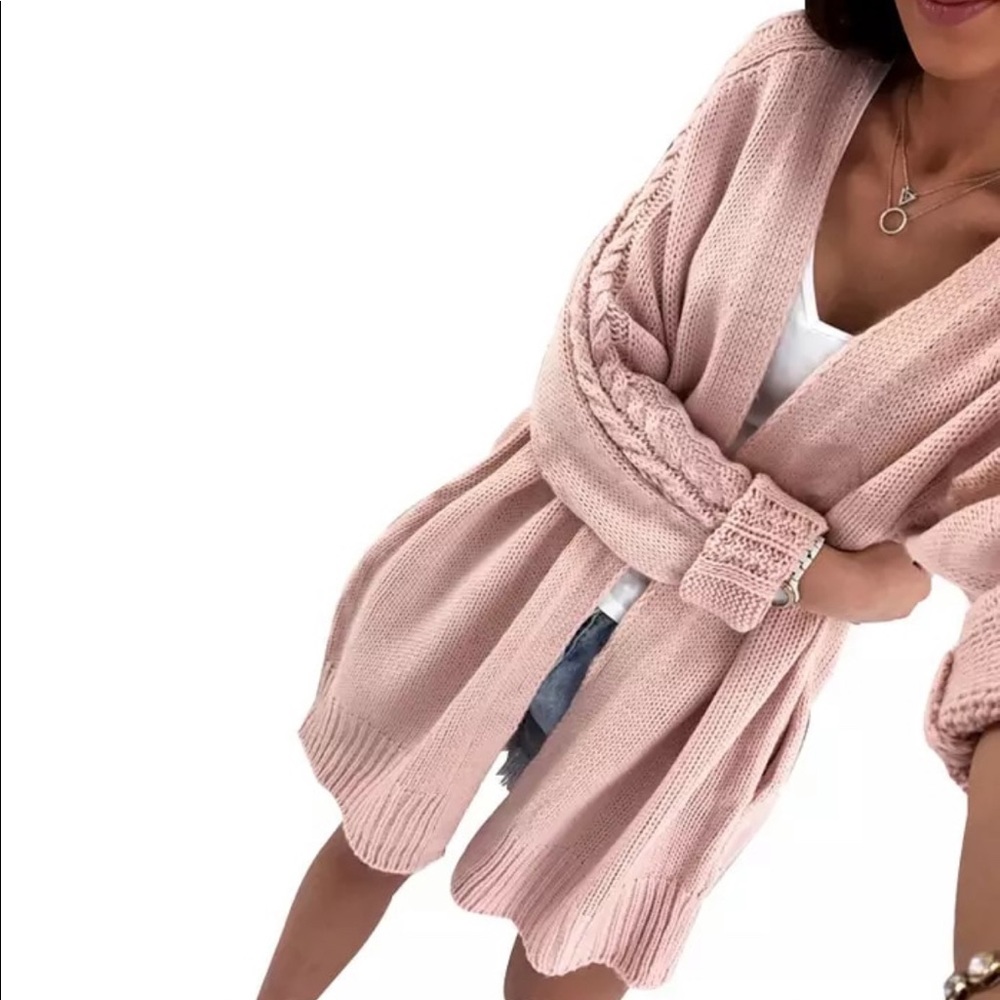 LAST ONE!!! Blush Twist Knitted Sweater Cardigan - Picture 2 of 8